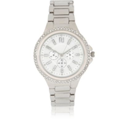 Silver tone embellished watch